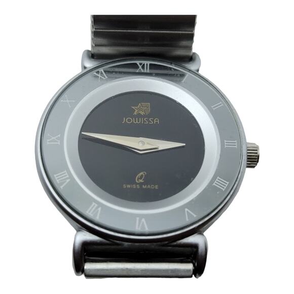 JOWISSA Watch Quartz Stainless Women's Black Dial Silver Stretch Band Swiss Made - Picture 1 of 6